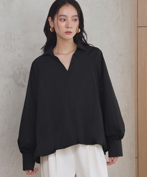 【2026AW】【綿100%使用】オーバーサイズボリュームスリーブVネックブラウス コットン