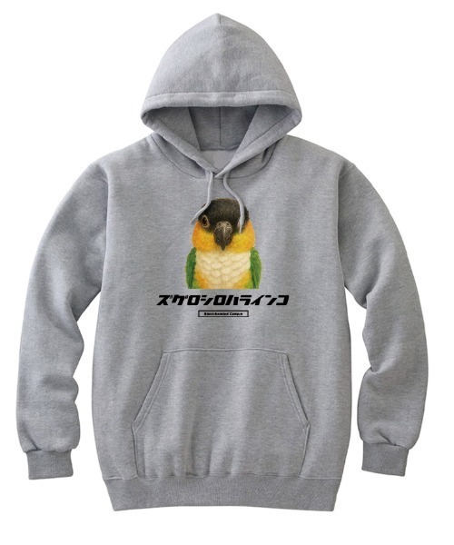 Moftique（モフティック）の「Moftique（モフティック） プルパーカー スウェット 裏毛 ズグロシロハラインコ 鳥 アニマル プリント トップス レディース ユニセックス（パーカー・レディース・ホワイト/ブラック/ヘザーグレー・S/XS）」の3枚目の写真