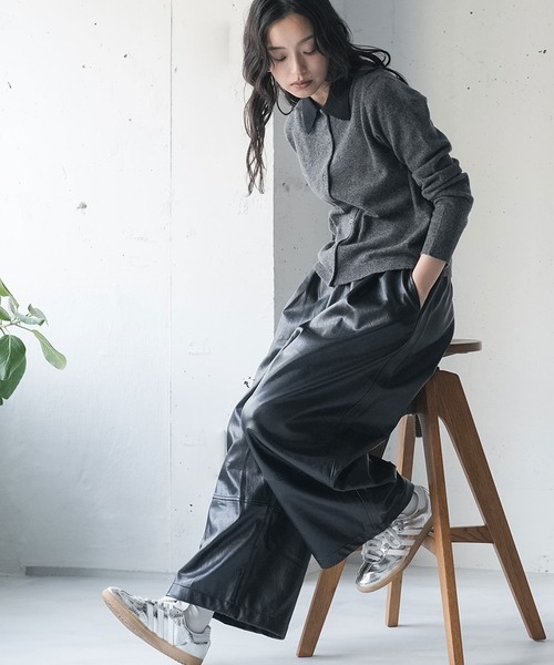 mili an deni（ミリアンデニ）の「ポロ襟配色ニットプルオーバー（ニット/セーター・レディース・チャコールグレー/ミント/ライトグレー・M）」の6枚目の写真