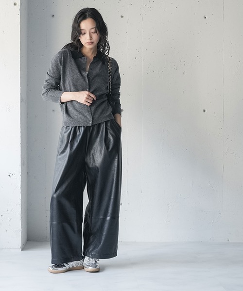 mili an deni（ミリアンデニ）の「ポロ襟配色ニットプルオーバー（ニット/セーター・レディース・チャコールグレー/ミント/ライトグレー・M）」の7枚目の写真