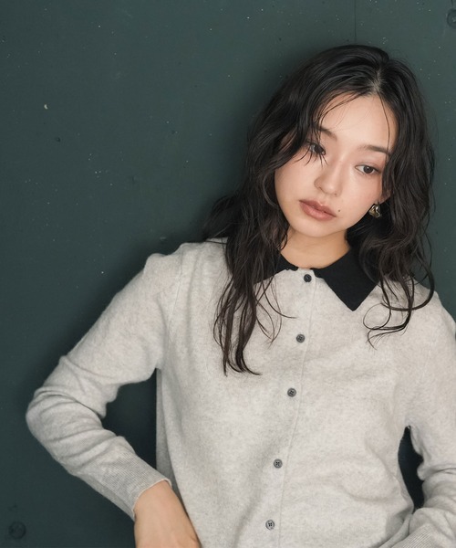 mili an deni（ミリアンデニ）の「ポロ襟配色ニットプルオーバー（ニット/セーター・レディース・チャコールグレー/ミント/ライトグレー・M）」の9枚目の写真
