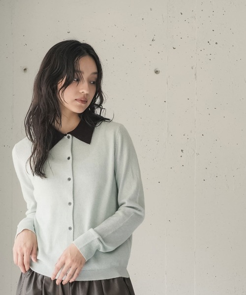 mili an deni（ミリアンデニ）の「ポロ襟配色ニットプルオーバー（ニット/セーター・レディース・チャコールグレー/ミント/ライトグレー・M）」の15枚目の写真