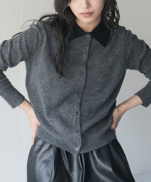 mili an deni（ミリアンデニ）の「ポロ襟配色ニットプルオーバー（ニット/セーター・レディース・チャコールグレー/ミント/ライトグレー・M）」の20枚目の写真
