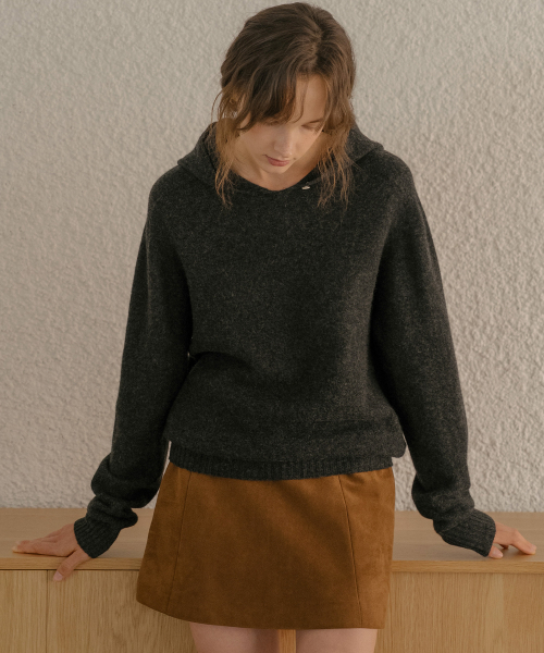 TILL I DIE（ティルアイダイ）の「Wholegarment Wool hood Knit [TIFA06SW03]_Gray（ニット/セーター・レディース・グレー・FREE）」の3枚目の写真