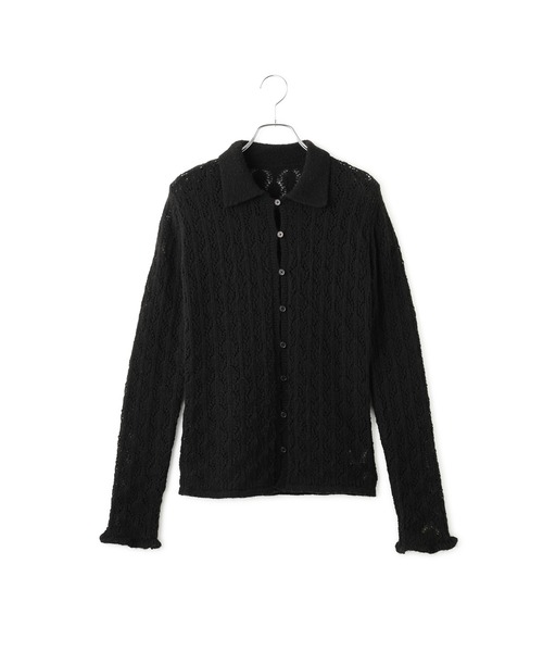 ADAM ET ROPE'(アダムエロペ)の「レース編みシャツカーディガン(カーディガン/ボレロ・レディース・キナリ/ブラック・FREE)」の14枚目の写真