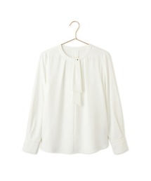 【WEB限定】ジョーゼット配色ボウタイブラウス/通勤・お仕事