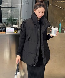 スタンドカラー中綿ボリュームベスト