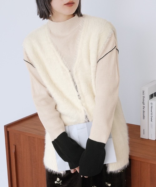 reca(レカ)の「ハイネック配色リブニット(ニット/セーター・レディース・ブラック/キナリ/グレー系その他/ブラウン・FREE)」の13枚目の写真