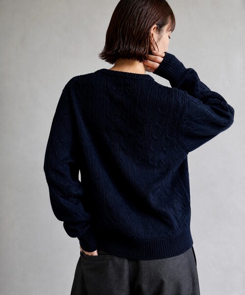 U.S. POLO ASSN./ユーエスポロアッスン 別注 ロゴ刺繍 ケーブル編み