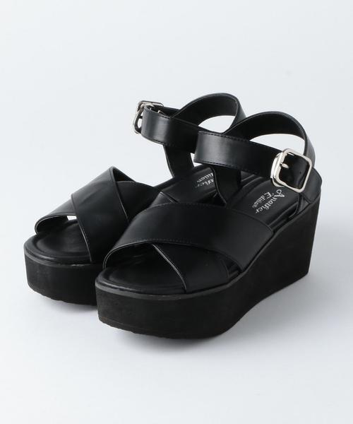 Another Edition（アナザーエディション）の「クロスウェッジサンダル/AEBFC Cross WDG SNDL◆（サンダル・レディース・ブラック/シルバー/オフホワイト・LARGE/SMALL/MEDIUM）」の2枚目の写真