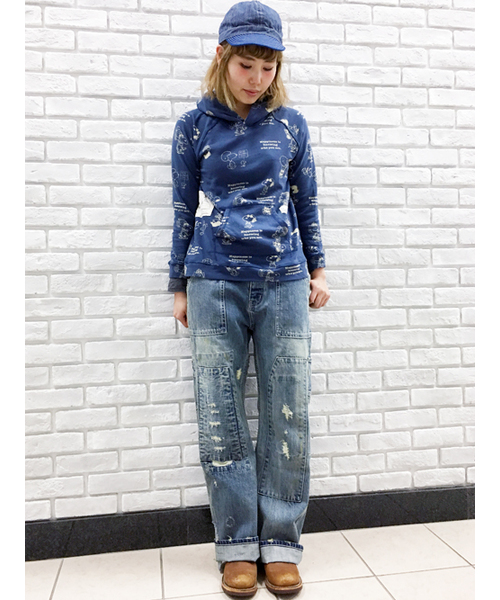 OLD BETTY'S(オールドベティーズ)の「Denim Damage Bib Overall Pants/デニムダメージビブオーバーオールパンツ(デニムパンツ・レディース・インディゴブルー・FREE)」の14枚目の写真