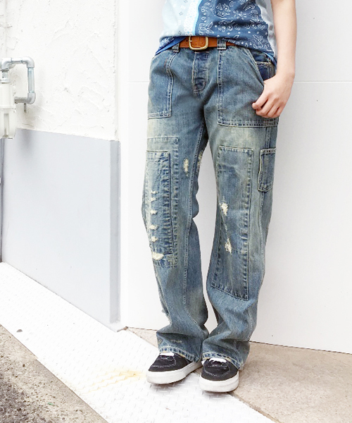 OLD BETTY'S(オールドベティーズ)の「Denim Damage Bib Overall Pants/デニムダメージビブオーバーオールパンツ(デニムパンツ・レディース・インディゴブルー・FREE)」の19枚目の写真
