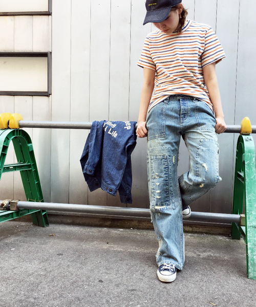 OLD BETTY'S(オールドベティーズ)の「Denim Damage Bib Overall Pants/デニムダメージビブオーバーオールパンツ(デニムパンツ・レディース・インディゴブルー・FREE)」の18枚目の写真