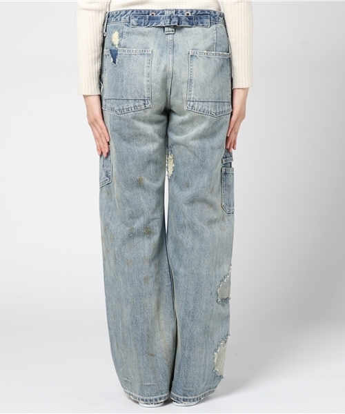 OLD BETTY'S(オールドベティーズ)の「Denim Damage Bib Overall Pants/デニムダメージビブオーバーオールパンツ(デニムパンツ・レディース・インディゴブルー・FREE)」の4枚目の写真