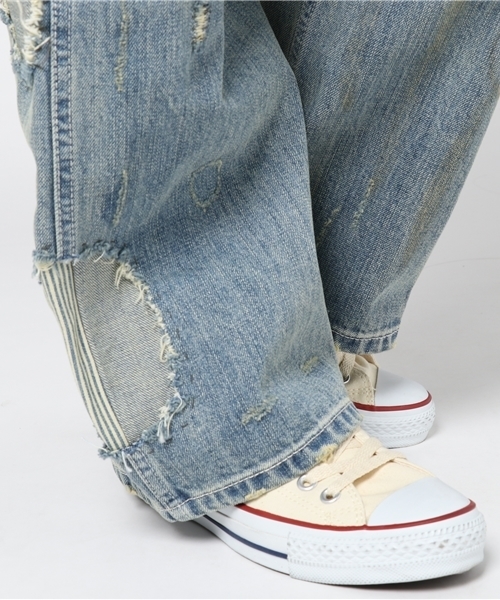 OLD BETTY'S(オールドベティーズ)の「Denim Damage Bib Overall Pants/デニムダメージビブオーバーオールパンツ(デニムパンツ・レディース・インディゴブルー・FREE)」の8枚目の写真