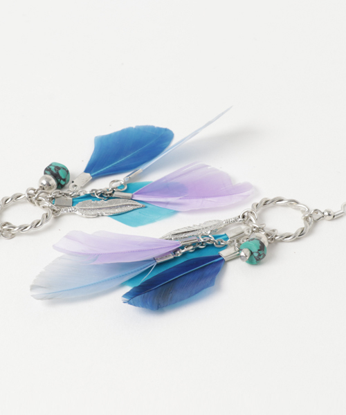 チャイハネ（チャイハネ）の「【チャイハネ】カラフルフェザーピアス（ピアス（両耳用）・レディース・グリーン/ブルー・FREE）」の3枚目の写真