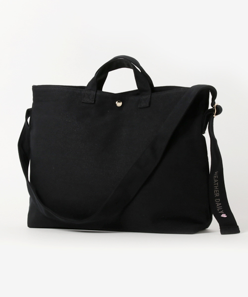 Heather（ヘザー）の「BIGキャンバスバッグ 763571（トートバッグ・レディース・ホワイト/ブラック・ONE SIZE）」の2枚目の写真
