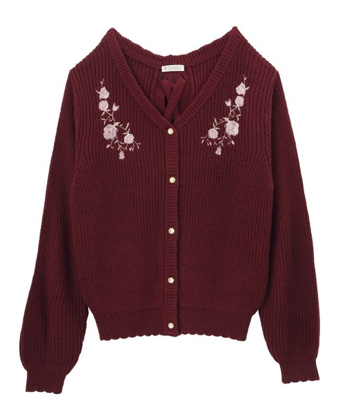 axes femme（アクシーズファム）の「バックレースアップニットカーデ