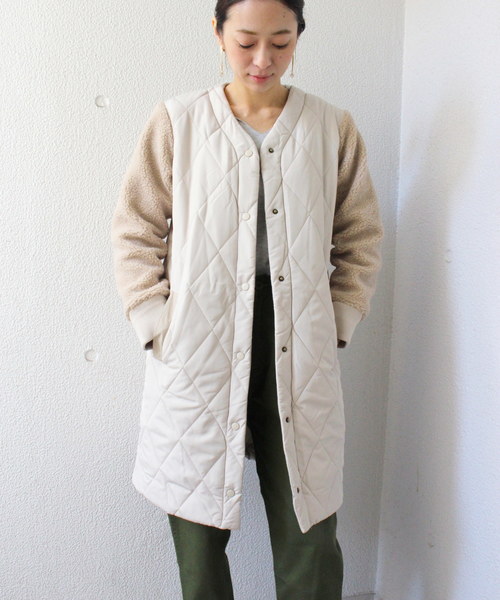ottilie（オティーリエ）の「（WEB限定）袖ボア切り替えミリタリーコート（ミリタリージャケット・レディース・アイボリー/ベージュ・FREE）」の2枚目の写真