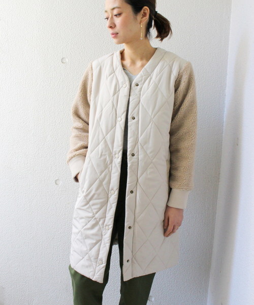 ottilie（オティーリエ）の「（WEB限定）袖ボア切り替えミリタリーコート（ミリタリージャケット・レディース・アイボリー/ベージュ・FREE）」の6枚目の写真
