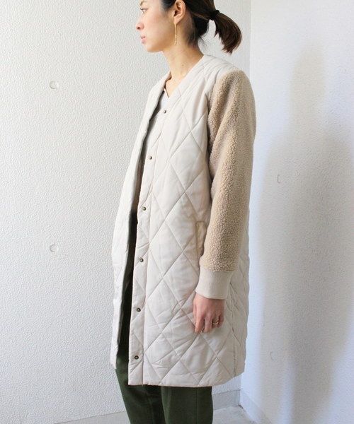 ottilie（オティーリエ）の「（WEB限定）袖ボア切り替えミリタリーコート（ミリタリージャケット・レディース・アイボリー/ベージュ・FREE）」の10枚目の写真