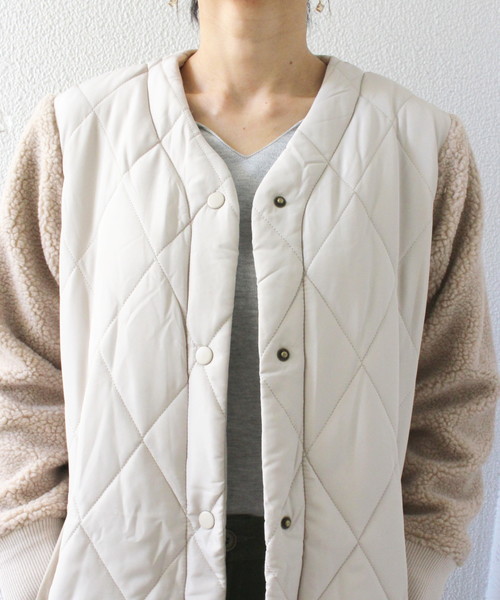 ottilie（オティーリエ）の「（WEB限定）袖ボア切り替えミリタリーコート（ミリタリージャケット・レディース・アイボリー/ベージュ・FREE）」の11枚目の写真