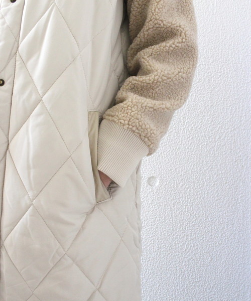 ottilie（オティーリエ）の「（WEB限定）袖ボア切り替えミリタリーコート（ミリタリージャケット・レディース・アイボリー/ベージュ・FREE）」の3枚目の写真