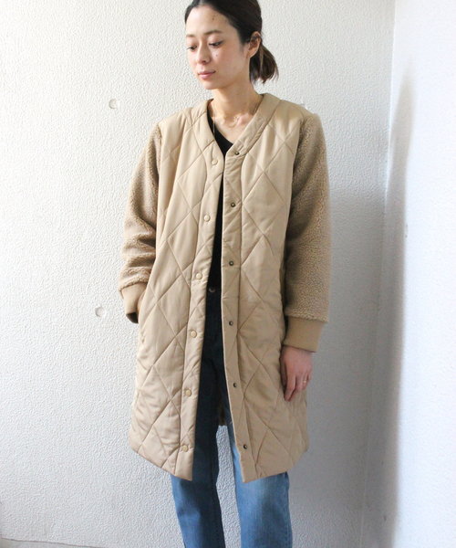 ottilie（オティーリエ）の「（WEB限定）袖ボア切り替えミリタリーコート（ミリタリージャケット・レディース・アイボリー/ベージュ・FREE）」の4枚目の写真