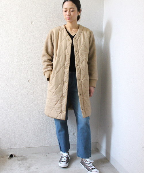 ottilie（オティーリエ）の「（WEB限定）袖ボア切り替えミリタリーコート（ミリタリージャケット・レディース・アイボリー/ベージュ・FREE）」の9枚目の写真