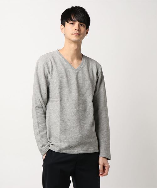 PARKS TOKYO SELECT(パークストウキョウセレクト)の「【BS】変形タック天竺カットソー(Vネック)(Tシャツ/カットソー・メンズ・ホワイト/ブラック/杢グレー/ネイビー・MEDIUM/LARGE)」の3枚目の写真