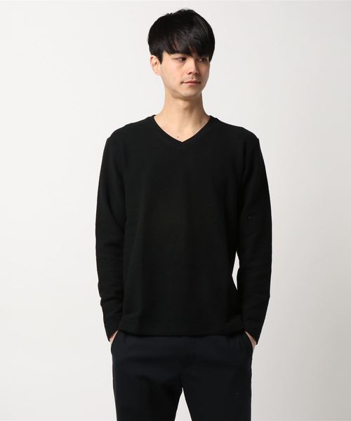 PARKS TOKYO SELECT(パークストウキョウセレクト)の「【BS】変形タック天竺カットソー(Vネック)(Tシャツ/カットソー・メンズ・ホワイト/ブラック/杢グレー/ネイビー・MEDIUM/LARGE)」の1枚目の写真
