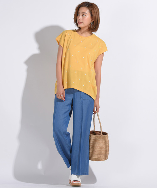 LIPSTAR（リップスター）の「星刺繍タックゆるTシャツ（Tシャツ/カットソー・レディース・ブラック/オフホワイト/イエロー/ブラック系その他・M）」の19枚目の写真