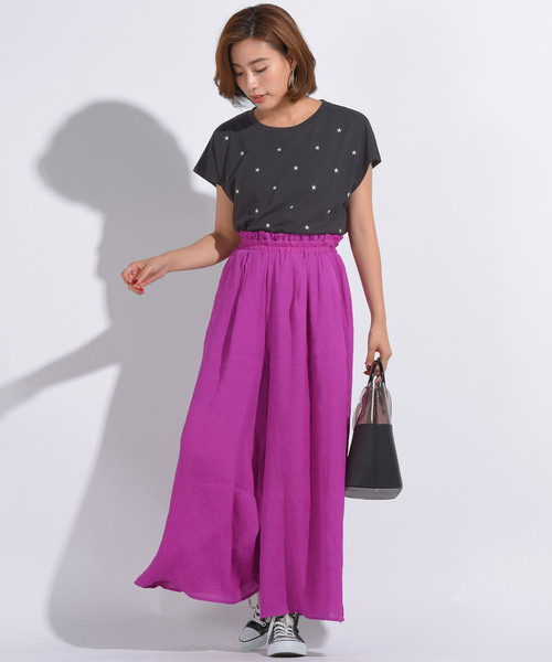 LIPSTAR（リップスター）の「星刺繍タックゆるTシャツ（Tシャツ/カットソー・レディース・ブラック/オフホワイト/イエロー/ブラック系その他・M）」の21枚目の写真