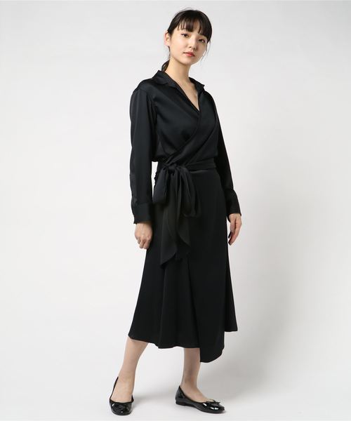raspail（ラスパイユ）の「raspail　カシュクールワンピース（ワンピース・レディース・ブラック/ネイビー・F）」の2枚目の写真