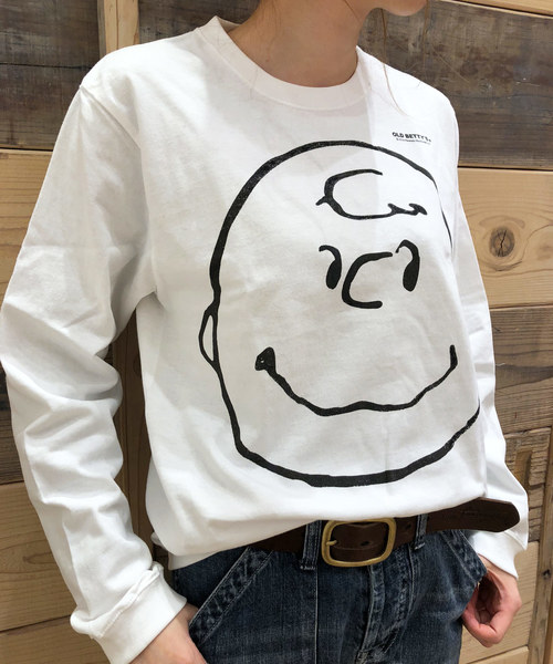 SNOOPY×OLD BETTY'S(スヌーピーカケルオールドベティーズ)の「SNOOPY Long Sleeve T-shirts/スヌーピー ロング Tシャツ ロンT(Tシャツ/カットソー)」|ホワイト系その他
