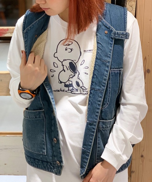 SNOOPY×OLD BETTY'S(スヌーピーカケルオールドベティーズ)の「SNOOPY Long Sleeve T-shirts/スヌーピー ロング Tシャツ ロンT(Tシャツ/カットソー)」|ホワイト系その他5
