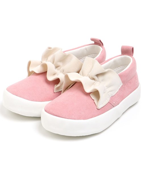 apres les cours（アプレレクール）の「フリルスリッポン（スニーカー・キッズ・ネイビー/ピンク・15 /20/18/17/19/14/16）」の2枚目の写真