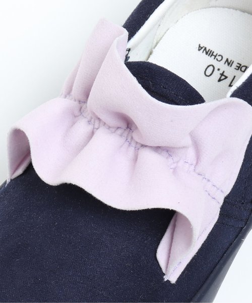 apres les cours（アプレレクール）の「フリルスリッポン（スニーカー・キッズ・ネイビー/ピンク・15 /20/18/17/19/14/16）」の5枚目の写真