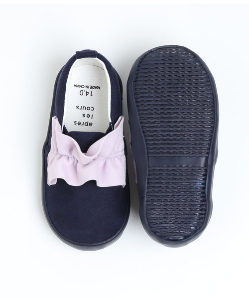 apres les cours（アプレレクール）の「フリルスリッポン（スニーカー・キッズ・ネイビー/ピンク・15 /20/18/17/19/14/16）」の6枚目の写真