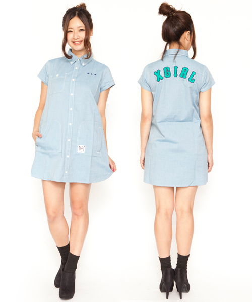 X-girl（エックスガール）の「MARCH SISTERS SHIRT DRESS（ワンピース・レディース・ブラック/レッド/ネイビー/ライトブルー・1/2）」の3枚目の写真