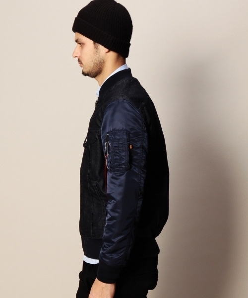 MONKEY TIME（モンキータイム）の「＜ALPHA×LEE＞∴ ma-1+riders/ミリタリージャケット（ミリタリージャケット・メンズ・ホワイト/ネイビー・SMALL/MEDIUM/LARGE）」の9枚目の写真