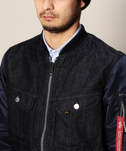 MONKEY TIME（モンキータイム）の「＜ALPHA×LEE＞∴ ma-1+riders/ミリタリージャケット（ミリタリージャケット・メンズ・ホワイト/ネイビー・SMALL/MEDIUM/LARGE）」の11枚目の写真