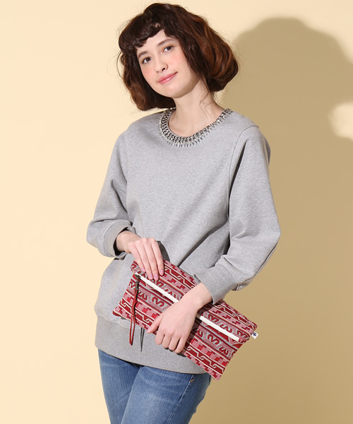 coen（コーエン）の「【Market】ジャガードクラッチ（クラッチバッグ・レディース・ネイビー/レッド・FREE）」の5枚目の写真