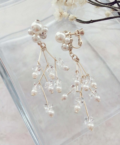 Cupid Heart（キューピッドハート）の「【Cupid Heart】結婚式アクセ 小枝イヤリング（イヤリング・レディース・ピンク/ベージュ・MEDIUM）」の7枚目の写真