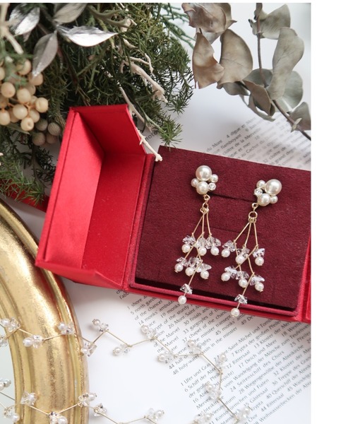 Cupid Heart（キューピッドハート）の「【Cupid Heart】結婚式アクセ 小枝イヤリング（イヤリング・レディース・ピンク/ベージュ・MEDIUM）」の6枚目の写真