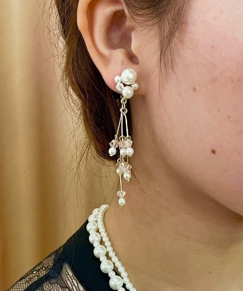 Cupid Heart（キューピッドハート）の「【Cupid Heart】結婚式アクセ 小枝イヤリング（イヤリング・レディース・ピンク/ベージュ・MEDIUM）」の4枚目の写真