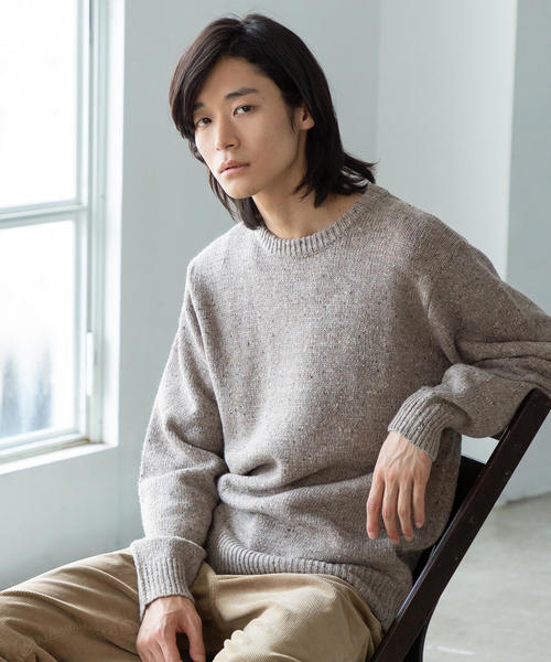 coen（コーエン）の「アクリルネップクルーネックニット（ニット/セーター・メンズ・グレー/ベージュ・LARGE/SMALL/X-LARGE/MEDIUM）」の9枚目の写真