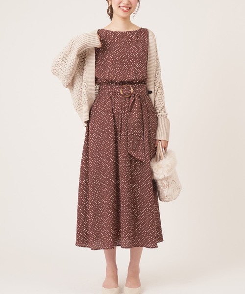 natural couture（ナチュラルクチュール）の「フレア袖太ベルトワンピース（ワンピース・レディース・ブラック/ブラウン/ベージュ/グリーン/パープル/その他1/その他2/その他3・FREE）」の7枚目の写真