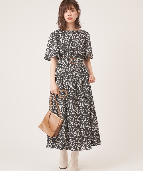 natural couture（ナチュラルクチュール）の「フレア袖太ベルトワンピース（ワンピース・レディース・ブラック/ブラウン/ベージュ/グリーン/パープル/その他1/その他2/その他3・FREE）」の8枚目の写真