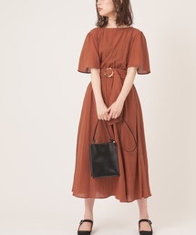 natural couture | フレア袖太ベルトワンピース(ワンピース)